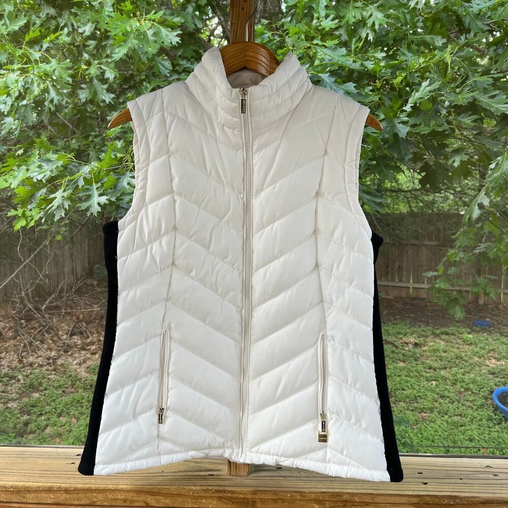 Calvin Klein Women's White Quilted Puffer Vest Size L. NEW!